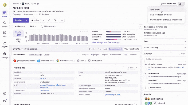A demo of the final in-app product tour